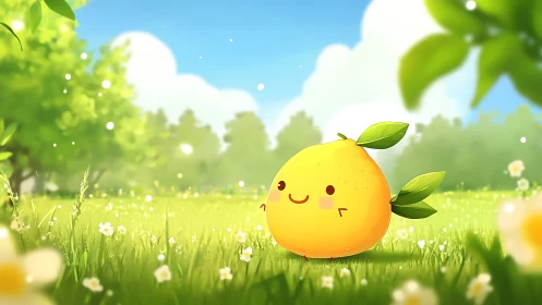 Sunny lemon friend exploring a dreamy spring meadow.