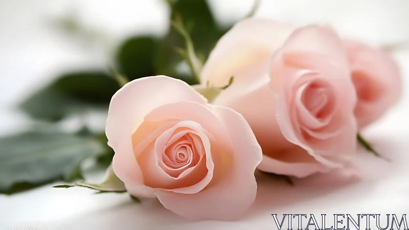 Blush Reverie: Three Roses in Velvet Whisper.