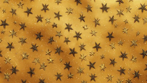 Gold background with scattered glitter stars pattern.