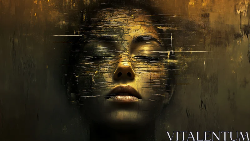 Dreamlike golden portrait dissolving into painted memory.