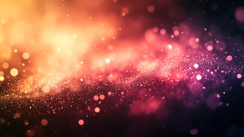 Abstract bokeh field shows dense colored particle distribution