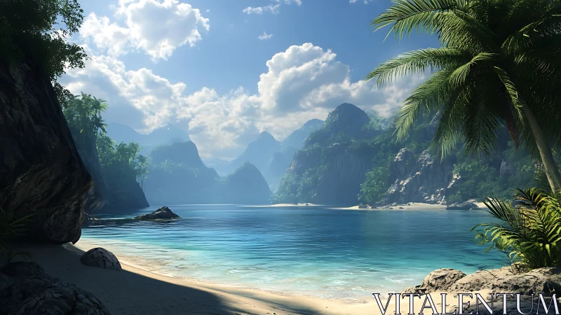 Tropical Fjord Landscape with Limestone Peaks and Turquoise Water