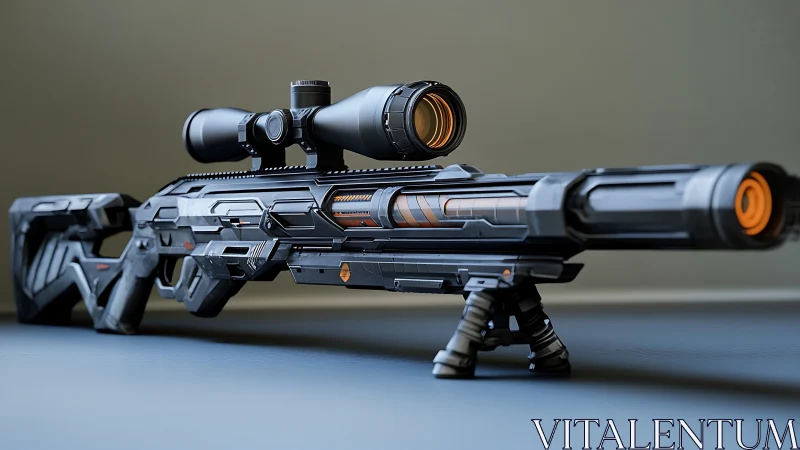Futuristic Tactical Rifle with Advanced Optics and Integrated Scope.