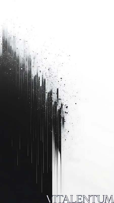 Vertical monochrome abstraction with fragmented gradient field.