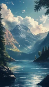 Snow crowned giants whisper above a glassy river valley