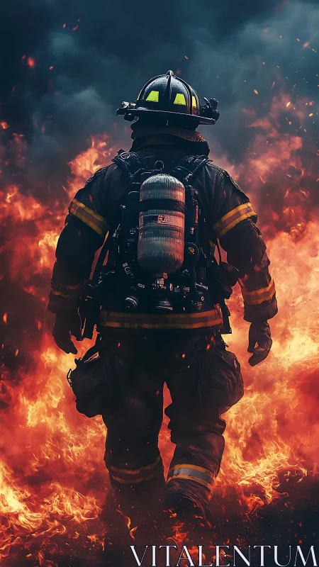 Firefighter in Inferno: Structural Command Amid Catastrophic Blaze.