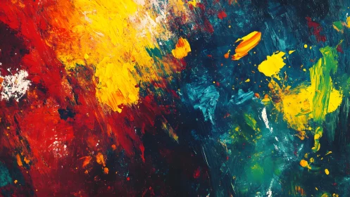 Vivid Abstract Painting with Bold Brushstrokes and Dynamic Colors.