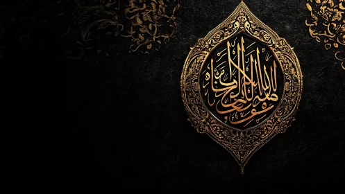 Golden calligraphy blooms like light on midnight velvet