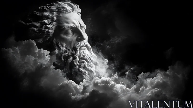 Storm-carved deity emerging from thunderhead constellations.