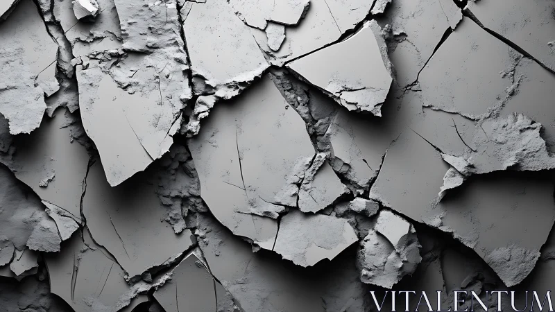 Cracked gray concrete shards form a dramatic abstract surface