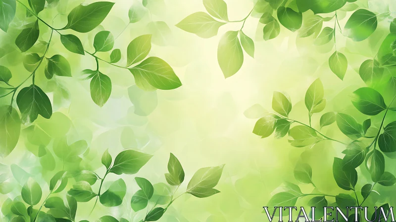 Diffuse luminous foliage field with layered green leaf vectors.