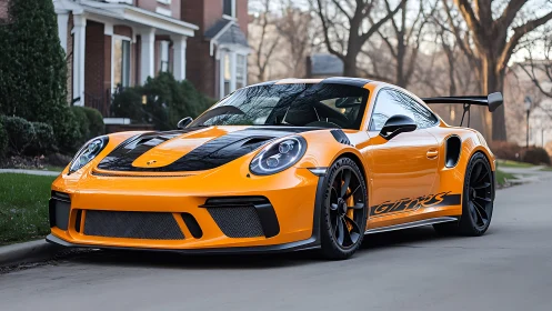 Orange Porsche GT3 RS street profile with carbon accents.