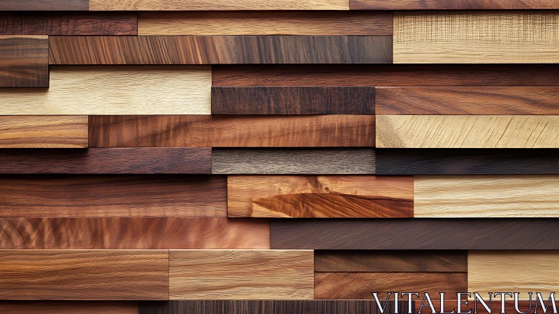 Modern geometric wood wall panel in natural earth tones.