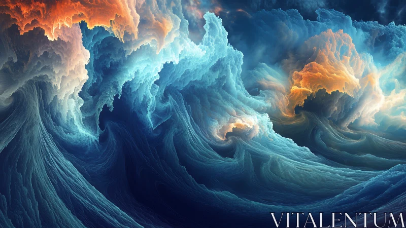 Storm-tossed nebulae sculpt oceans into firelit waves