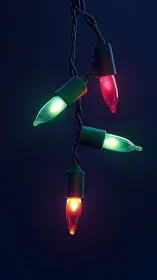 Colored incandescent string bulbs emit soft directional glow
