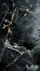Dark marble surface gleams with gold-veined fractured elegance