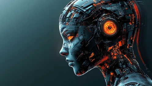 Cybernetic profile reveals a sentient machine lost in thought