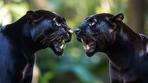 Two Black Panthers Face Off in Confrontation