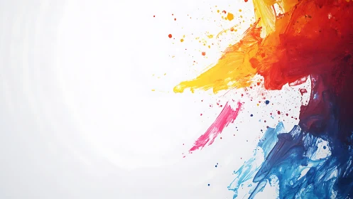 Vibrant abstract paint splash on white background, modern art style.