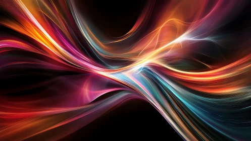 Flowing ribbons of light weaving a colorful, dreamy path.