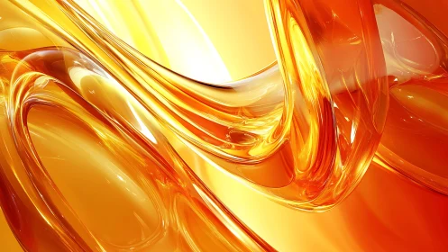 Vivid Abstract Orange and Yellow Glass Swirl Digital Artwork.