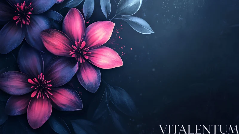 Neon Blossoms in the Night: A Digital Flower Dream.