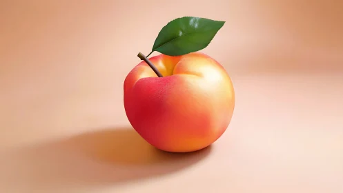 Digitally rendered peach with soft global illumination and smooth shading