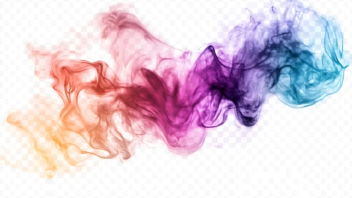 Multicolor translucent smoke wave on transparent backdrop.