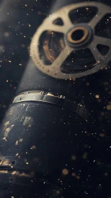 Cinematic lens close-up rendered with shallow depth of field