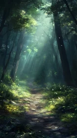 Luminescent Woodland Path Through Time.