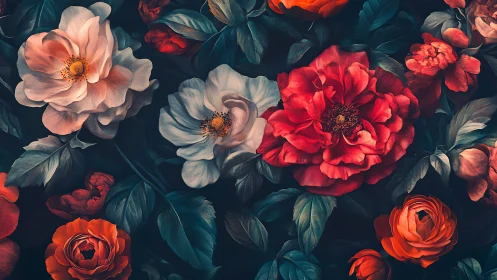 Velvet Blooms Whisper Against Obsidian Canvas