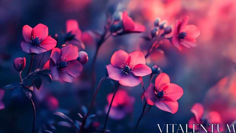 Neon Pink Flowers in Soft Focus Bloom.