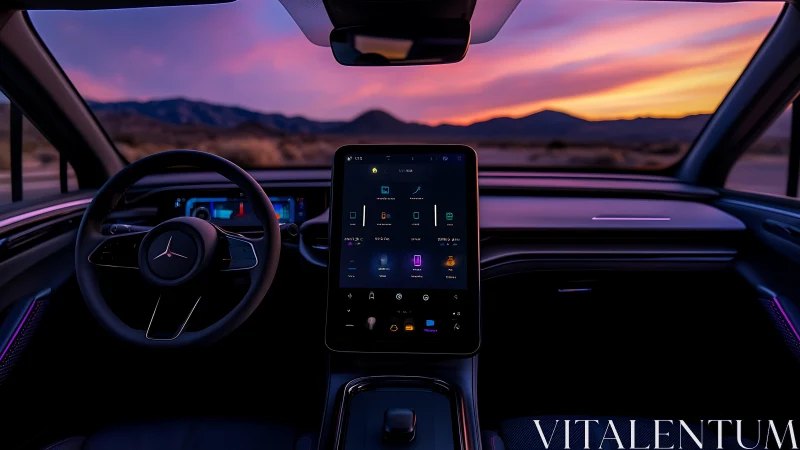 Sunset drive surrounds a sleek high tech Mercedes cockpit
