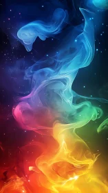 Multicolored nebula-like light trails on dark space field.