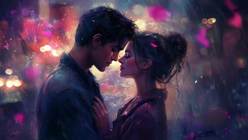 Couple in the Rain: Digital Romance and Light