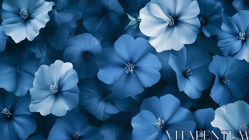 Blue Floral Composition with Delicate White Accents.