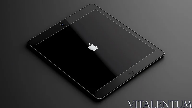 Black iPad tablet displaying Apple logo on dark background