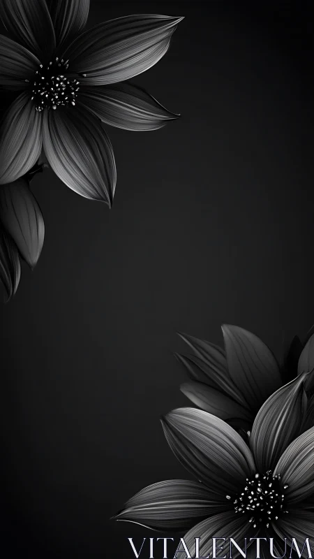 Monochromatic Floral Composition with Bilateral Symmetrical Arrangement and High-Contrast Rendition