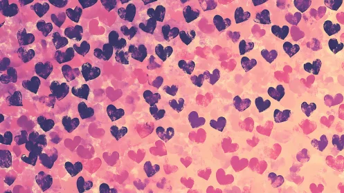 Floating Hearts in Dreamy Pink Sunset.