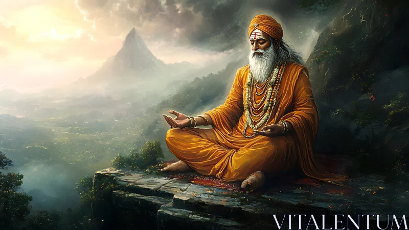 Mountain dawn kneels as the orange sage dissolves in silence