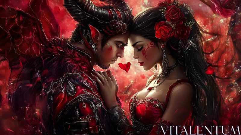 Crimson Devotion: Gothic Romance Unfolds in Radiant Darkness