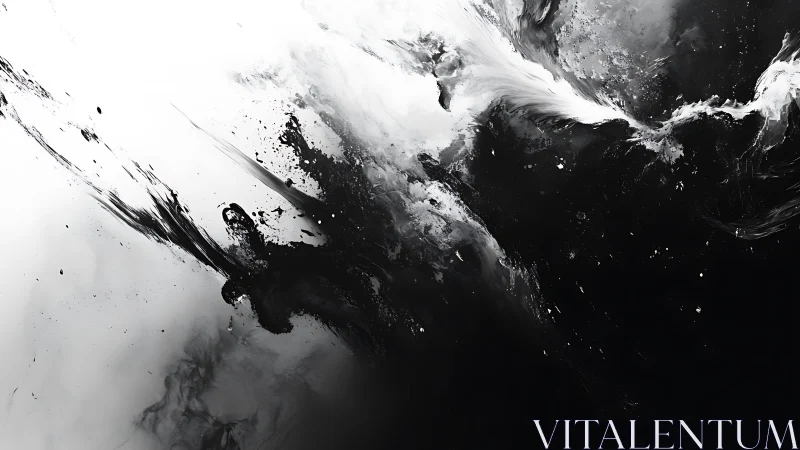 Flowing black and white ink dance with dramatic contrast.