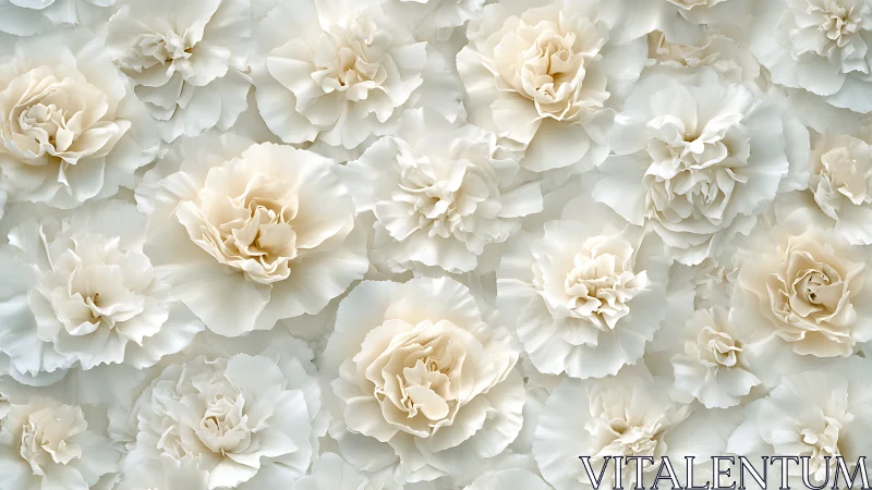 Dense arrangement of pale carnation blooms displaying layered petal structure