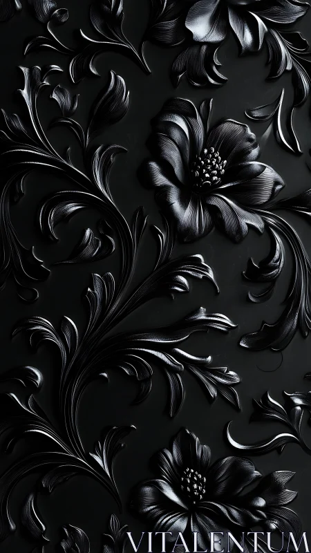 Midnight metal blossoms curl across a velvet-black garden