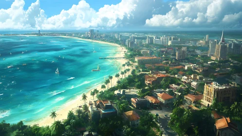 Waikiki Beach Coastal Metropolis Under Azure Skies.