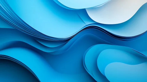 Layered blue paper waves create smooth abstract depth.