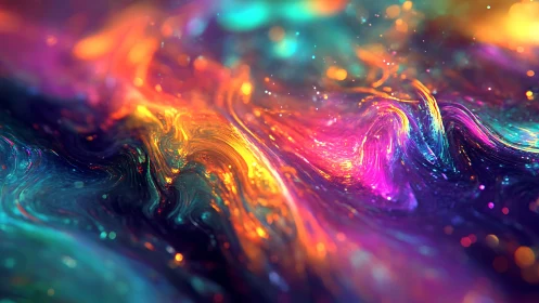 Vibrant swirling abstract waves of neon liquid color.