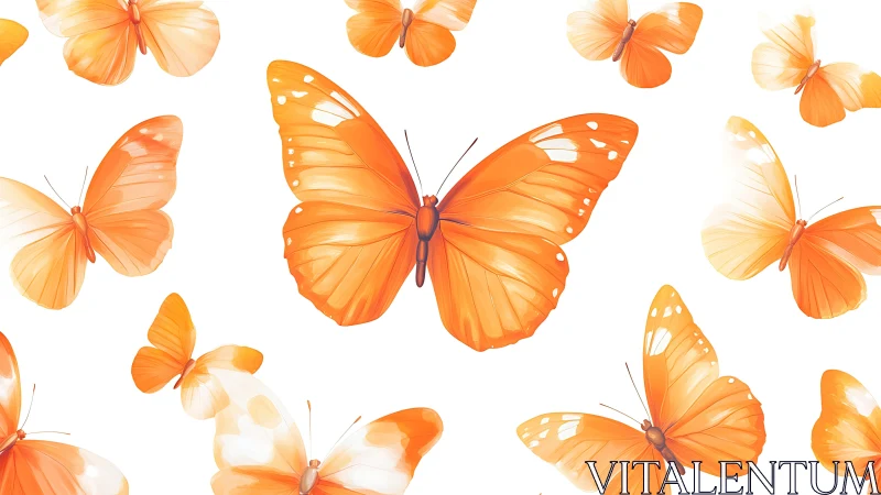 Orange butterflies rendered in seamless digital illustration