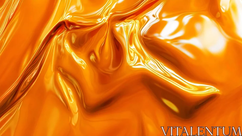 Molten saffron waves curl into glossy abstract silk. Period.