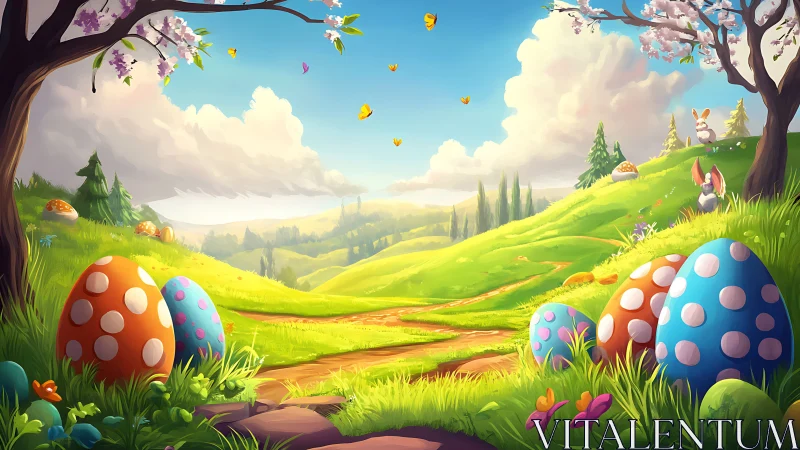 Whimsical Easter valley bathes in bright springtime light
